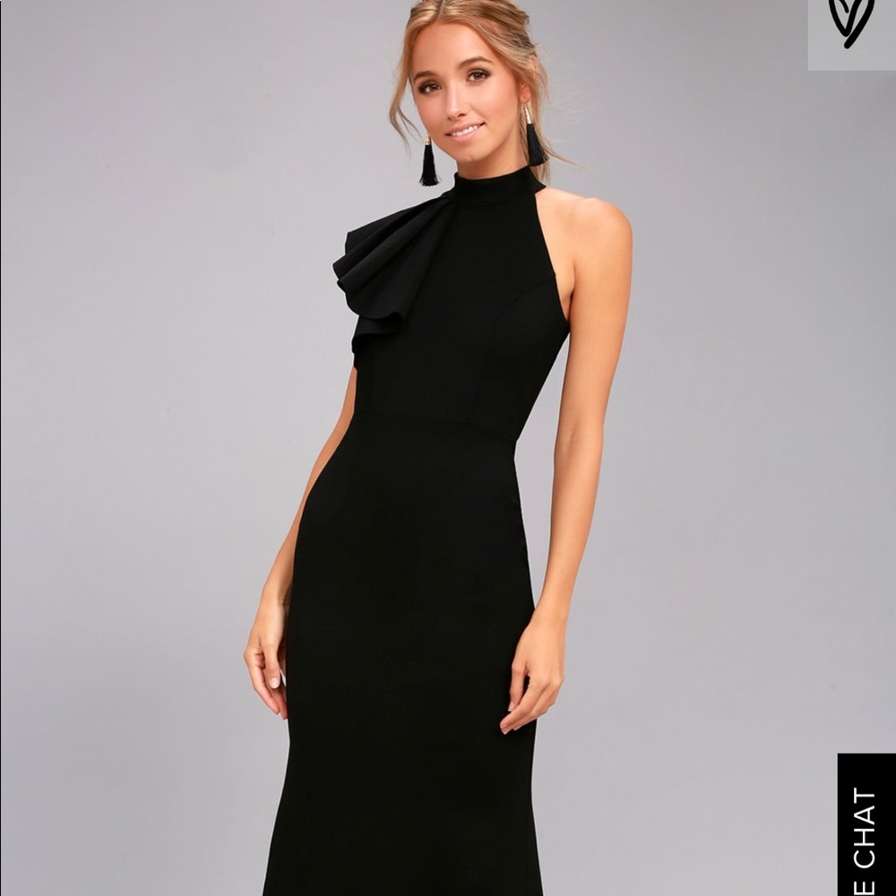 BLACK ONE-SHOULDER MAXI DRESS